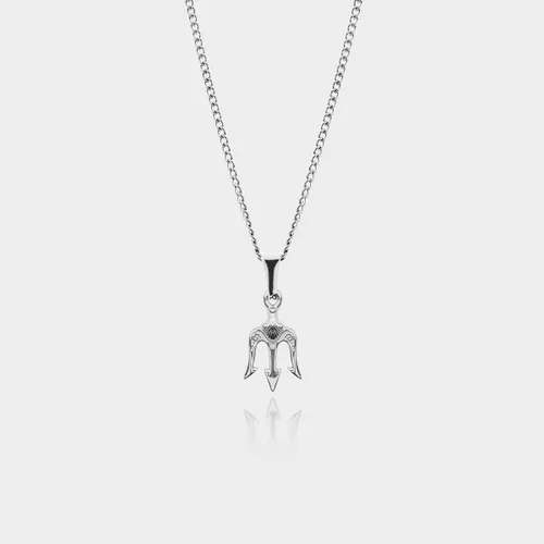Drietand Hanger Ketting - Zilveren Trident Pendant Ketting - 50 cm lang - Ketting Heren met Hanger - Griekse Mythen - Olympus Jewelry