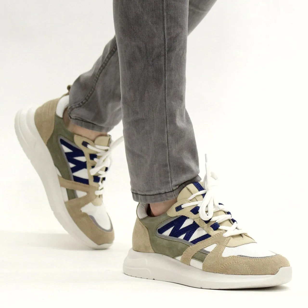 DSTRCT Sneaker - Mannen - Wit/beige/multi