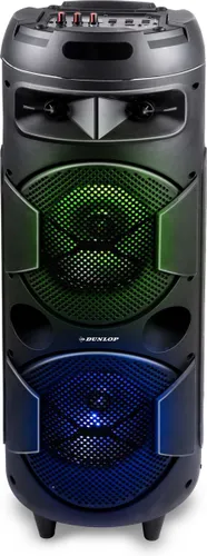 Dunlop Bluetooth Speaker MW-538 - 2 x 10W - met FM-Radio en AUX/MIC Ingang - Ingang voor TF Kaart en (Micro)USB - LED Verlichting - Zwart