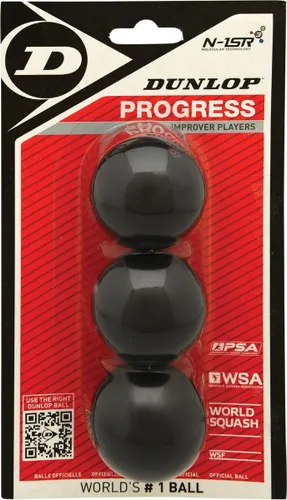 Dunlop Squashbal - Progress - 3 bal blister - zwart