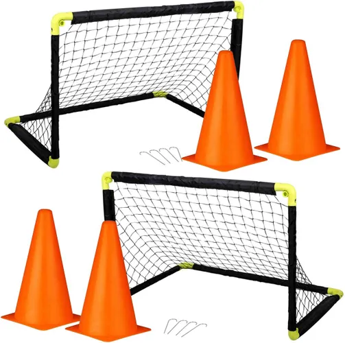 Dunlop Voetbal set - 2x goals met 4x oranje pionnen - 22 cm