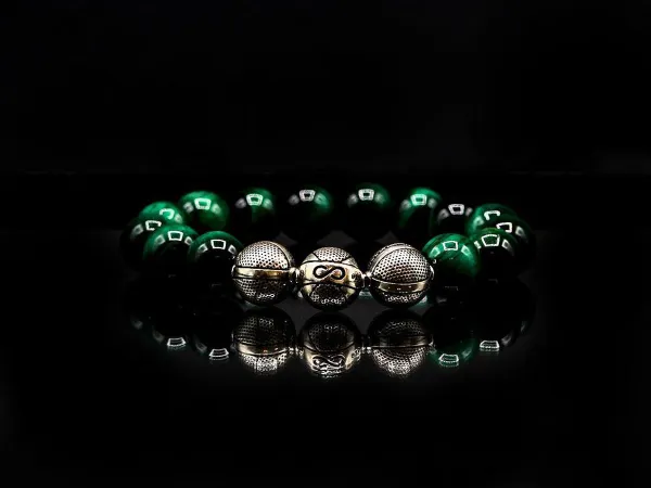 Edelsteen armband - Groene Tijgeroog 12MM - 925 Sterling Zilver - Natuursteen armband - Valentijn cadeautje voor hem - Heren armband kralen - Cadeau v...