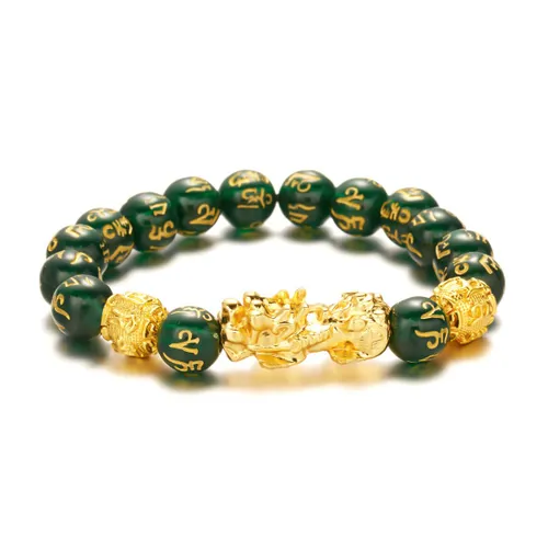 Edmondo - Feng Shui armband - 21 cm - Green / Groen - Origineel Feng Shui Rijkdom armband - Feng Shui Pixiu Wealth Bracelet - Attracts Wealth - Geluks...