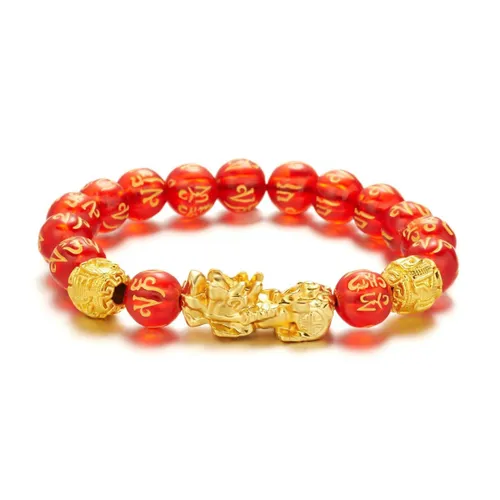 Edmondo - Feng Shui armband - 21 cm - Red / Rood - Origineel Feng Shui Rijkdom armband - Feng Shui Pixiu Wealth Bracelet - Attracts Wealth - Geluksbre...