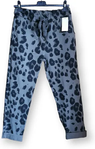Elastische stoere broek voor dames in GROEN kleur in tijger design, met zijzakken elastische talie
