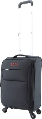 ELLE Handbagage Zachte Koffer / Trolley / Reiskoffer - 46x32x17cm - Pledge - Zwart