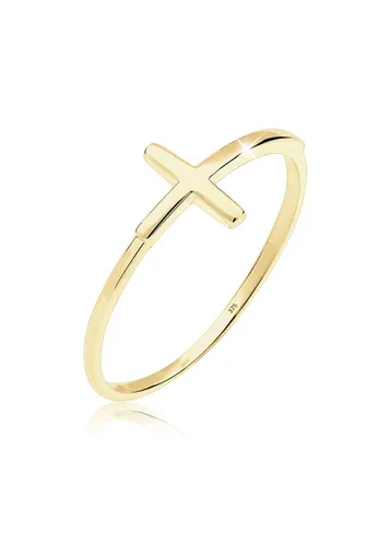 Elli PREMIUM Ring Kreuz Symbol Trend Blogger 375 Gelbgold