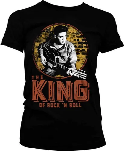 Elvis Presley Dames Tshirt -L- The King Of Rock 'n Roll Zwart