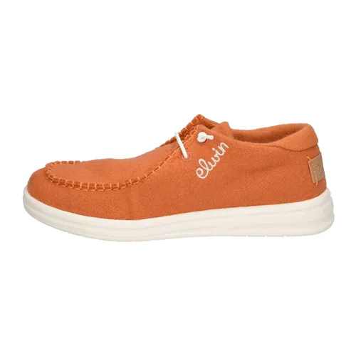 Elwin Shoes NEA Dames Sneaker Orange Light Brown