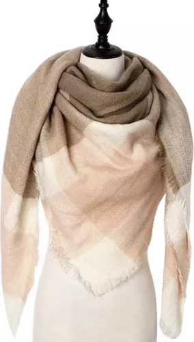 Emilie scarves - sjaal - winter - roze blush - beige - vierkant 130*130 cm