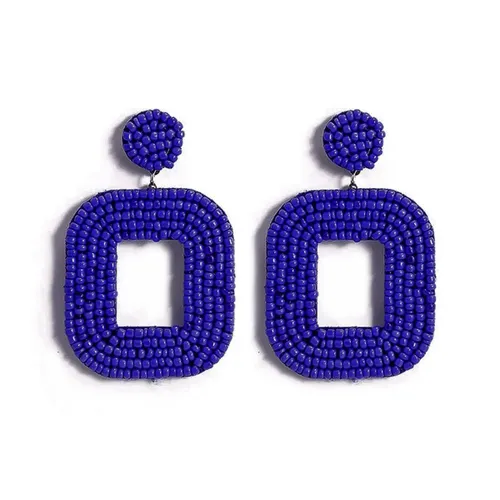 Emily Rechthoek Oorbellen - Blauw | 7 x 4,2 cm | Bijoux Kraaltjes Oorhangers | Fashion Favorite