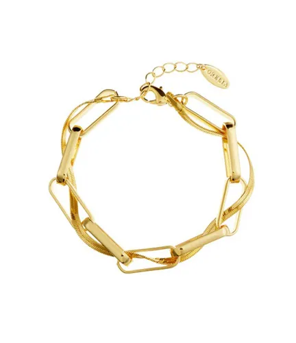 Entwined Open Link And Snake Chain Bracelet