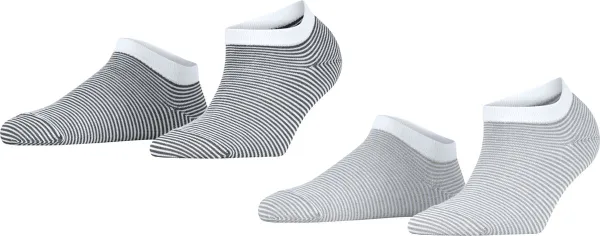 Esprit Allover Stripe 2-Pack duurzaam gestreept organisch Katoen Multipack Sneakersokken Dames veelkleurig