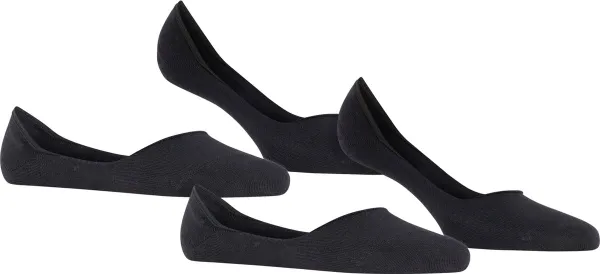 Esprit Cotton 2-Pack onzichtbare antislip kousenvoetjes katoen multipack footies dames zwart