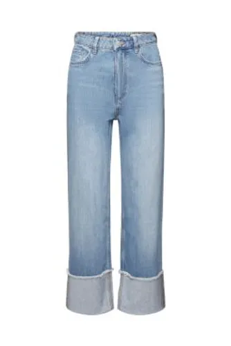 ESPRIT Cropped jeans, 80-look, met vaste omslag, TENCEL™