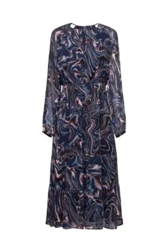 ESPRIT Maxi-jurk van crinkled chiffon met volantmouwen