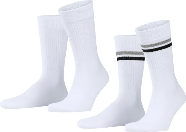 Esprit Tennis Stripe 2-Pack duurzaam gestreept organisch katoen multipack sokken heren wit