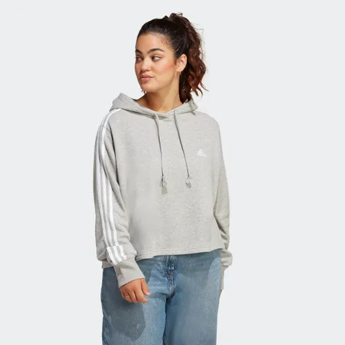 Essentials 3-Stripes French Terry Crop Hoodie (Plus Size)