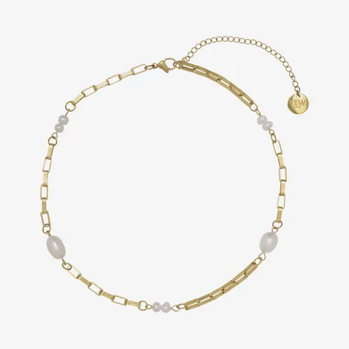 Essenza Large And Small Pearls Chain Necklace Gold