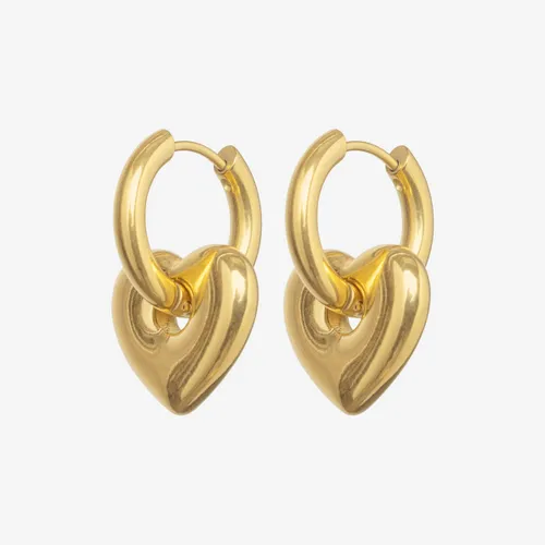 Essenza Large Heart Charm Earrings Gold