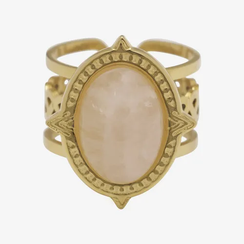 Essenza Large Pink Stone Ring Gold