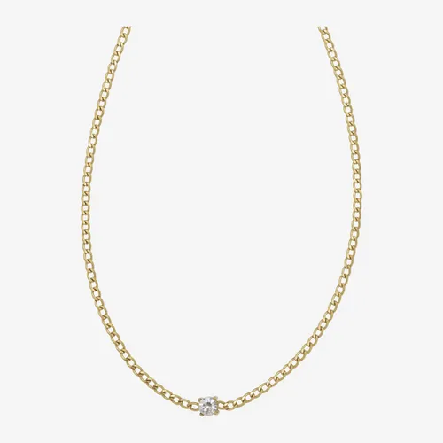 Essenza Single White Stone Necklace Gold