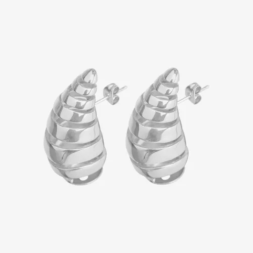 Essenza Twisted Large Teardrop Earrings Silver