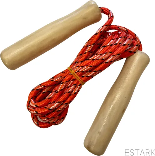 ESTARK Springtouw 240 cm met Houten Handvatten - Skipping Rope -  Buitenspeelgoed - Ropeskipping - Sportief speelgoed voor jongens meisjes kinderen -...
