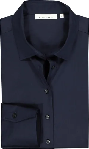ETERNA dames blouse modern classic - stretch satijnbinding - donkerblauw