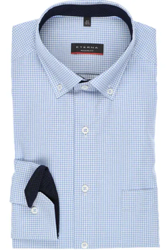 ETERNA Modern Fit Overhemd lichtblauw/wit, Ruit