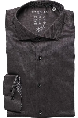 ETERNA Super Slim Overhemd antraciet, Gestructureerd