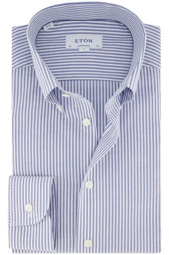 Eton business overhemd normale fit blauw gestreept katoen