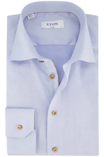 Eton business overhemd wijde fit lichtblauw effen katoen wide spread boord