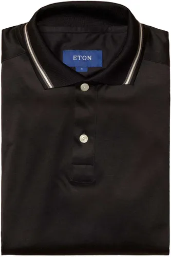 ETON Slim Fit Poloshirt lange mouw zwart, Effen