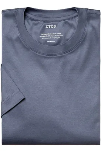 ETON Slim Fit T-Shirt ronde hals blauw-grijs, Effen