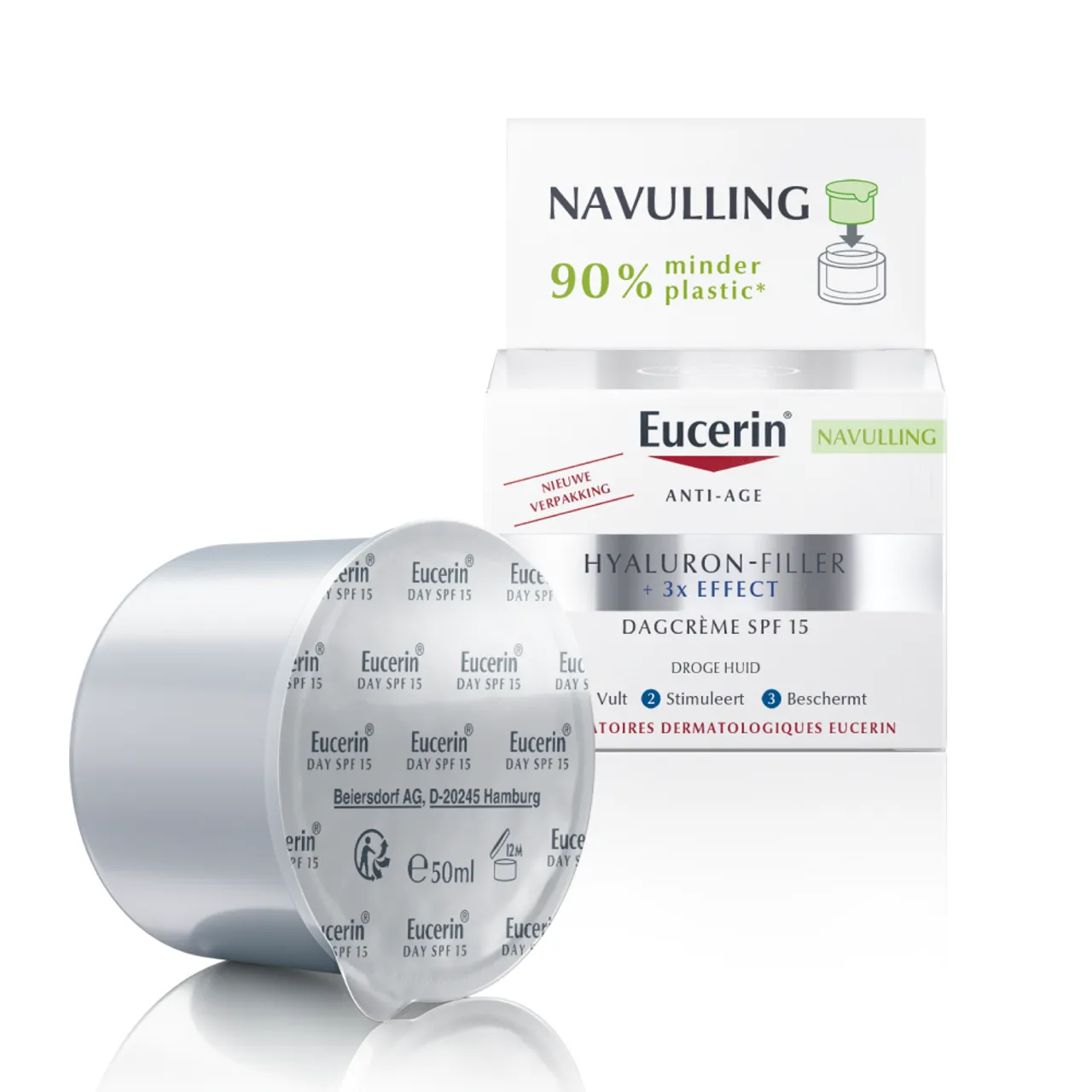 Eucerin Hyaluron-Filler + 3x Effect Dagcrème SPF 15 Droge Huid Anti-Age & Rimpels Navulling 50ml