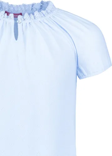 Exclusief Luxueus Kinder nachtkleding een Luxe mooi zacht blauw Girly Nachthemd van Hanssop met verfijnde kant rand details en luxe hals verwerking, M