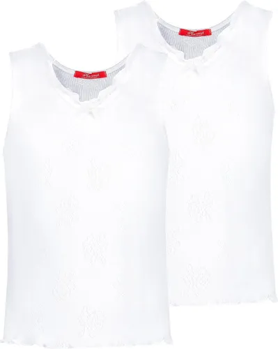 Exclusief Luxueus Kinder nachtkleding Hanssop, Meisjes, Katoenen ondergoed hemden set, twee super zachte witte hemden gemaakt in een verfijnd lief roo
