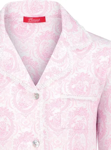 Exclusief Luxueus Kinder nachtkleding Luxe mooie zacht roze Girly Pyjama van Hanssop met verfijnde kant rand details en luxe kraag verwerking, Meisjes
