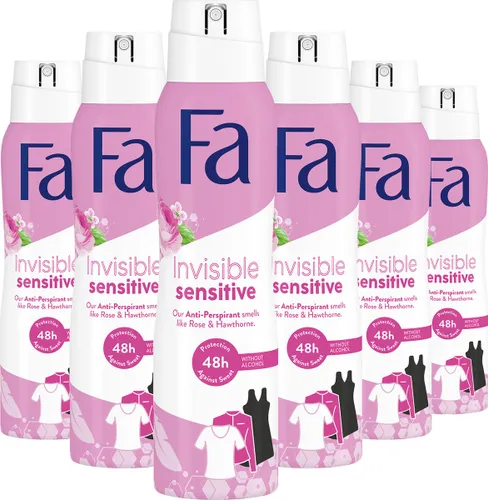 Fa - Invisible Sensitive - Rozen en Meidoorn - Deodorant Spray - 6 x 150 ml