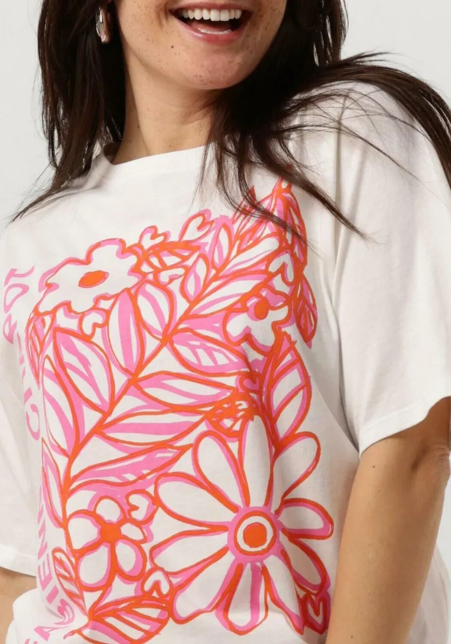FABIENNE CHAPOT Dames Tops & T-shirts Fay Bloom Pink T-shirt - Ecru