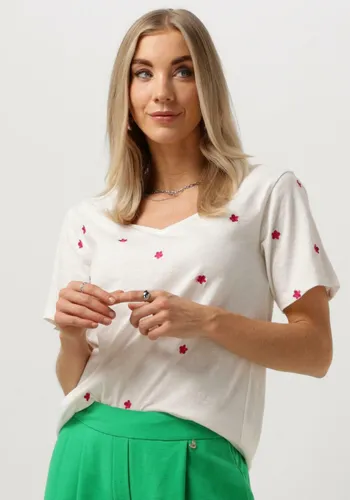 FABIENNE CHAPOT Dames Tops & T-shirts Phill V-neck Pink Flower T-shirt - Ecru