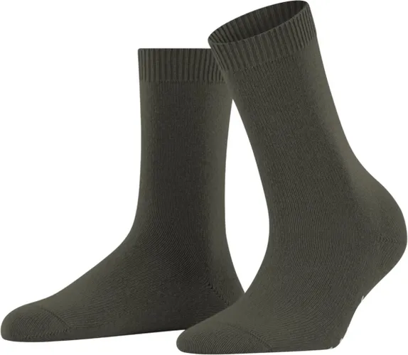 FALKE Cosy Wool zonder motief zacht dik winter warm ondoorzichtig halfhoog comfortabel  Merinowol Kasjmier Groen Dames sokken