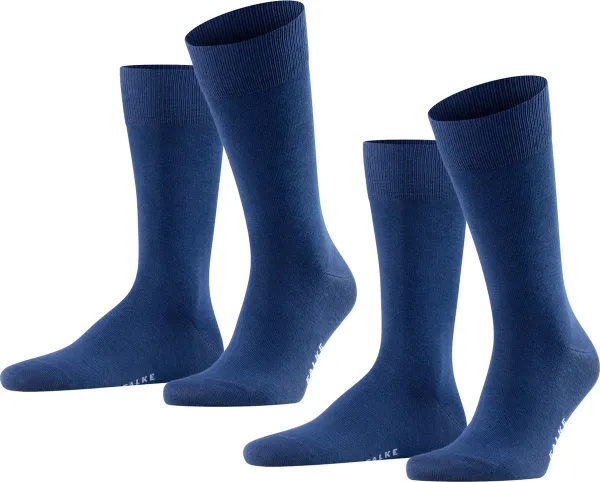 FALKE Happy 2-Pack katoen multipack sokken heren blauw