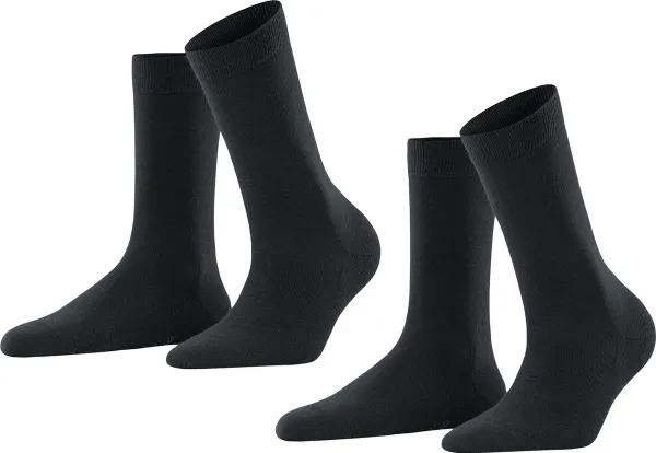 FALKE Softmerino 2-Pack warme ademende merinowol katoen multipack sokken dames grijs