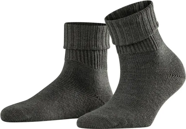 FALKE Striggings Rib zacht zonder motief met rib winter warm ondoorzichtig dik mid-rise Merinowol Grijs Dames sokken