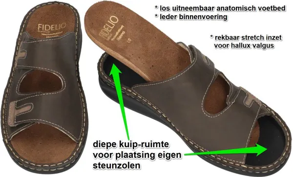 Fidelio Hallux -Heren - bruin donker - pantoffels & slippers
