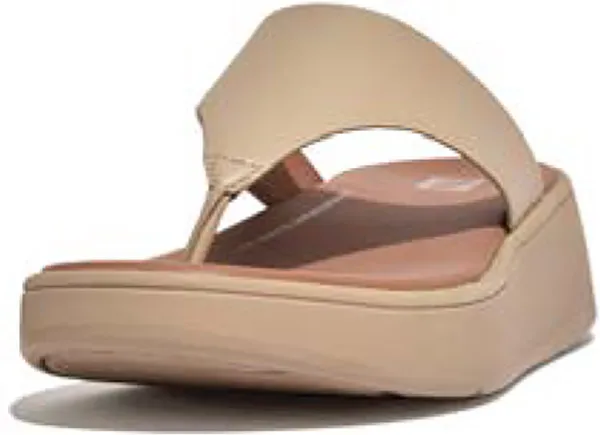 FitFlop F-Mode Leather Flatform Toe-Post Sandals BEIGE