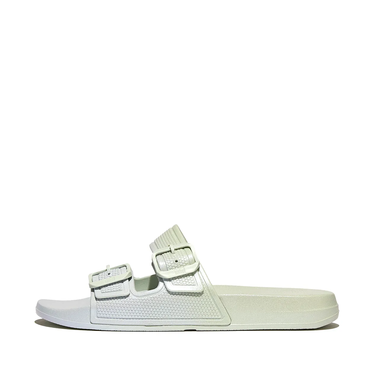 FitFlop Iqushion iridescent two-bar buckle slides