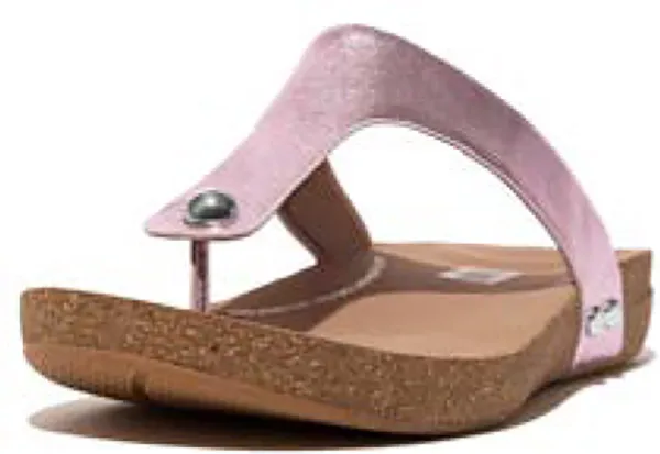 FitFlop Iqushion Metallic-Leather Toe-Post Sandals PAARS